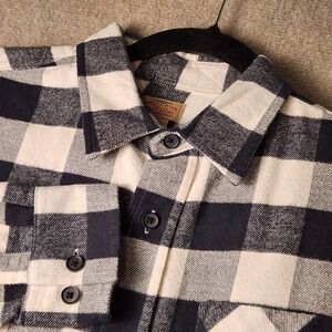 Telluride Clothing Co Mens Plaid Flannel Shirt Black White Long Sleeve Button Up